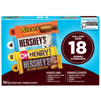 Hershey's Assorted Candy, 18 full size bars