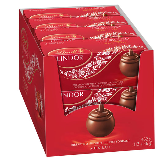 Lindt Lindor Milk Chocolate Truffles Box, 12 × 36 g